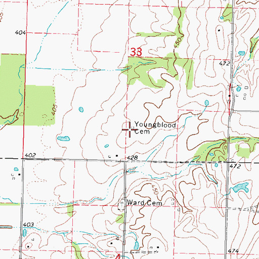 Topographic Map of Youngblood Cemetery, IL