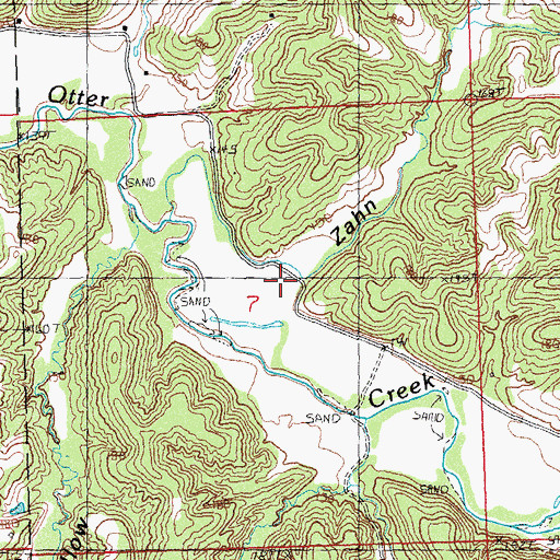 Topographic Map of Zahn Hollow, IL