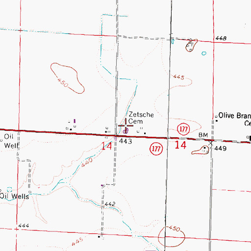 Topographic Map of Zetsche Cemetery, IL