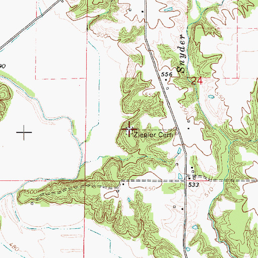 Topographic Map of Ziegler Cemetery, IL