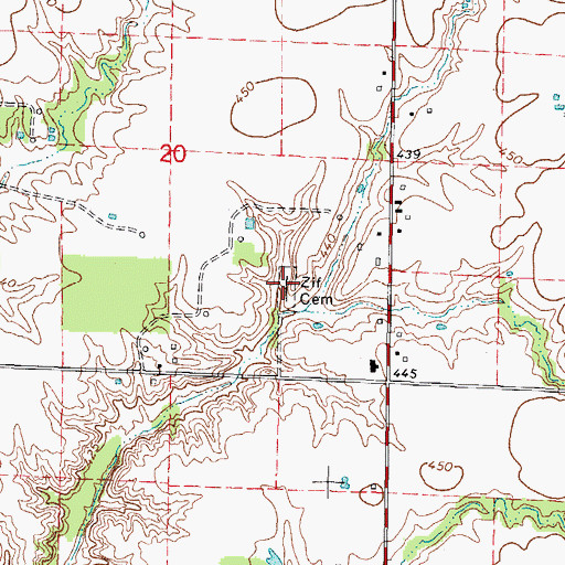 Topographic Map of Zif Cemetery, IL