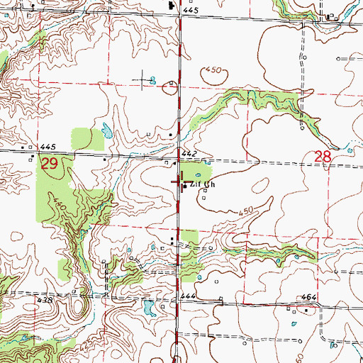 Topographic Map of Zif Church, IL