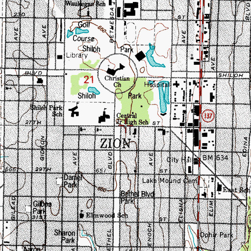 Topographic Map of Zion, IL