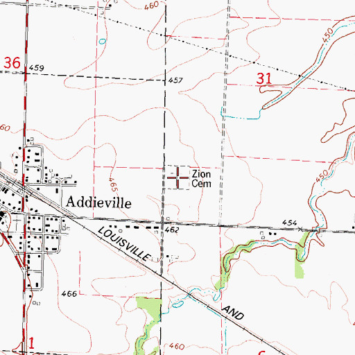 Topographic Map of Zion Cemetery, IL
