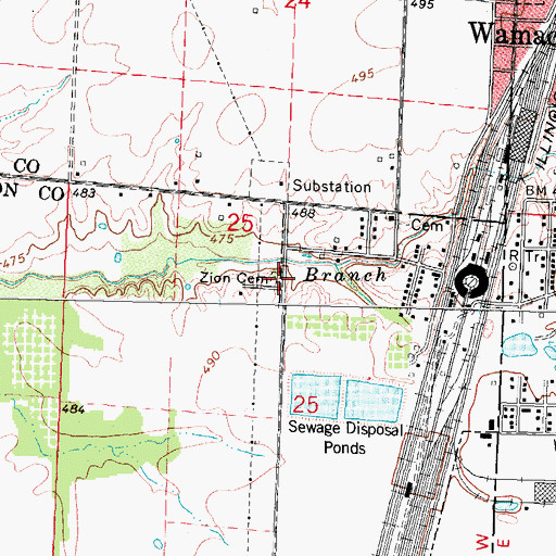 Topographic Map of Zion Cemetery, IL