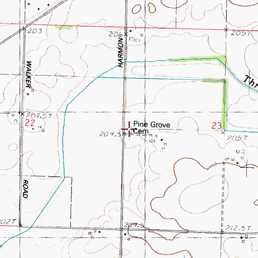Topographic Map of Pine Grove Cemetery, IL
