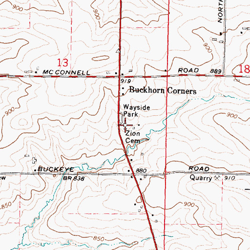 Topographic Map of Zion Cemetery, IL