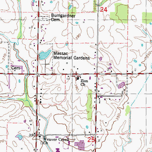 Topographic Map of Zion Church, IL