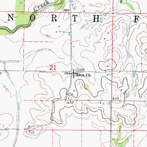 Topographic Map of Zion Church, IL