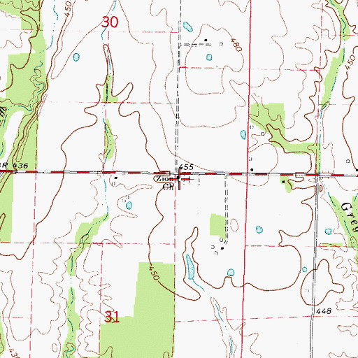 Topographic Map of Zion Church, IL