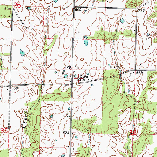 Topographic Map of Zion Church, IL