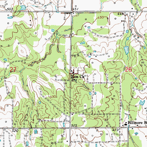 Topographic Map of Zion United Methodist Church, IL