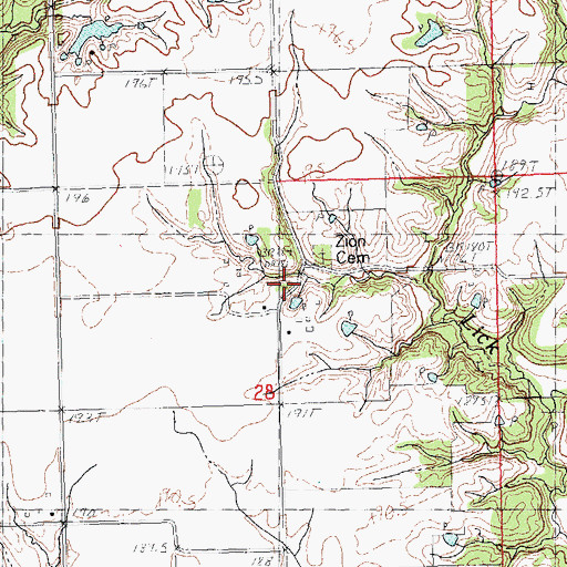 Topographic Map of Zion Church (historical), IL