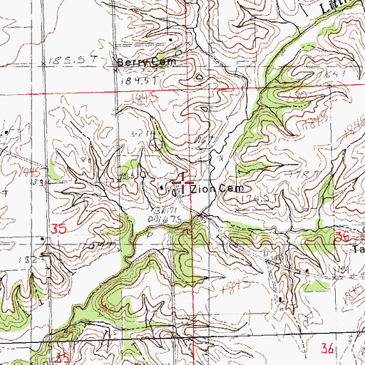 Topographic Map of Zion Church (historical), IL