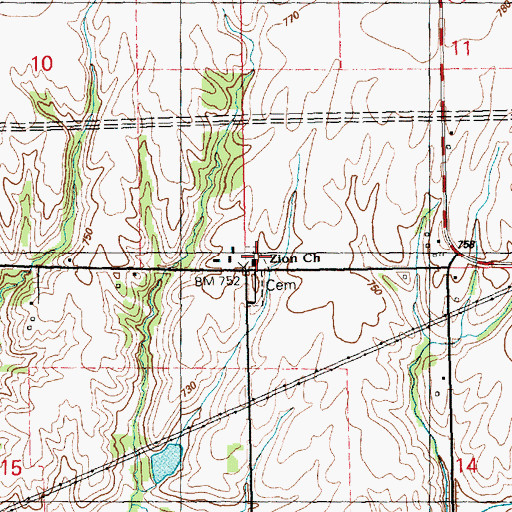 Topographic Map of Zion Lutheran Church, IL
