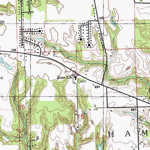 Topographic Map of Zion Church, IL
