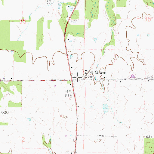 Topographic Map of Zion Grove Cemetery, IL