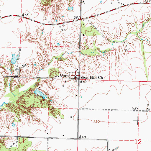 Topographic Map of Zion Hill Baptist Church, IL