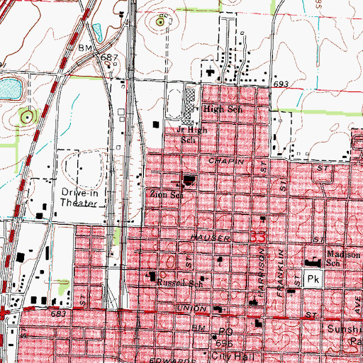Topographic Map of Zion Lutheran School, IL