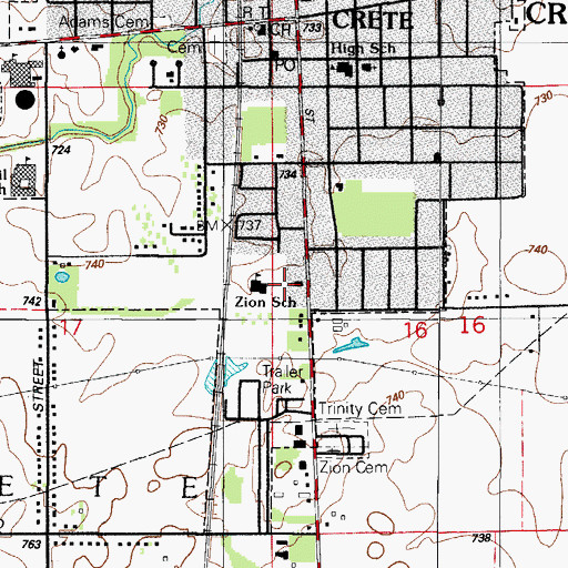 Topographic Map of Zion School, IL