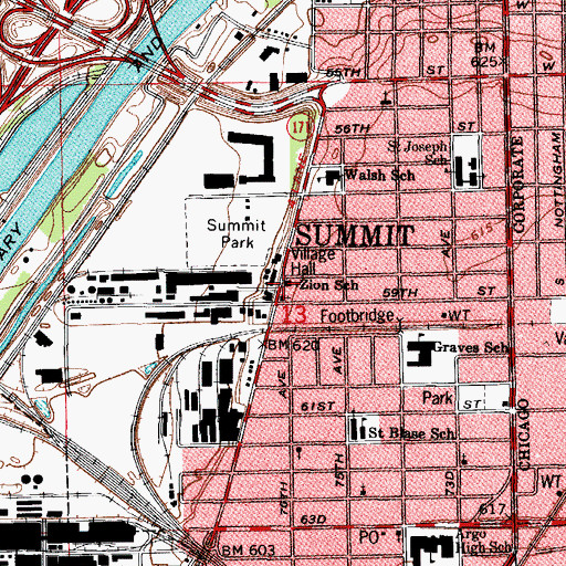 Topographic Map of Zion School, IL