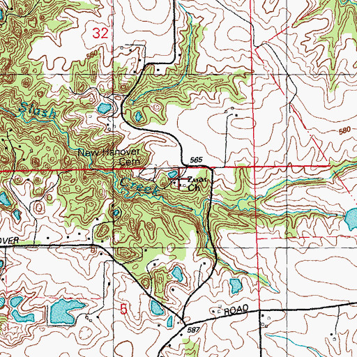 Topographic Map of Zoar Church, IL