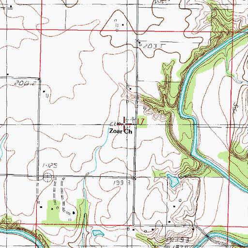 Topographic Map of Zoar Church, IL