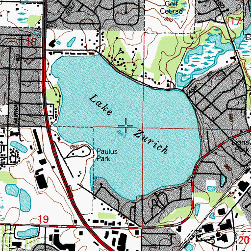 Topographic Map of Lake Zurich, IL
