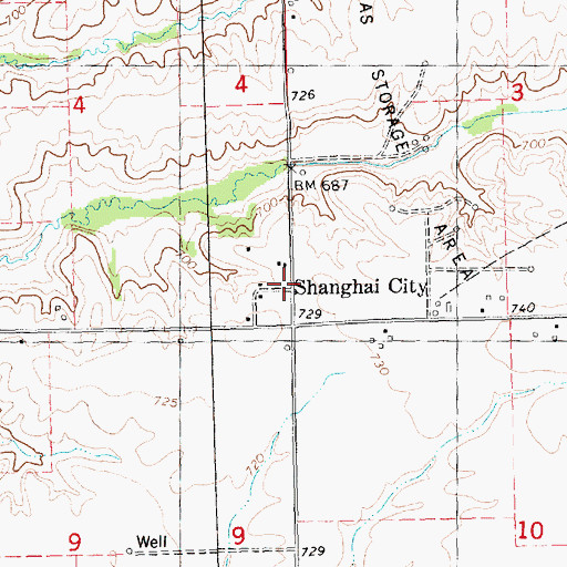 Topographic Map of Shanghai City, IL