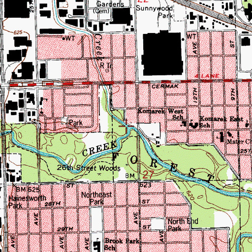Topographic Map of Addison Creek, IL