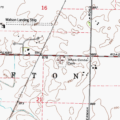 Topographic Map of Afton Center Cemetery, IL