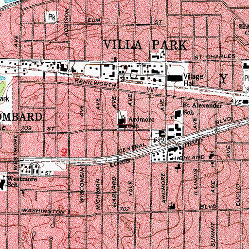 Topographic Map of Ardmore Elementary School, IL