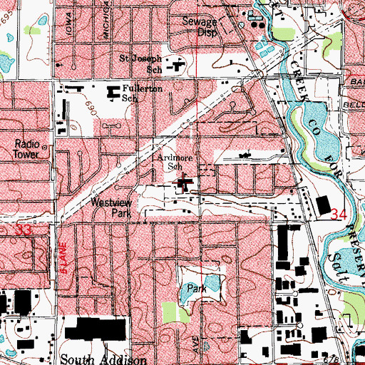Topographic Map of Ardmore Elementary School, IL