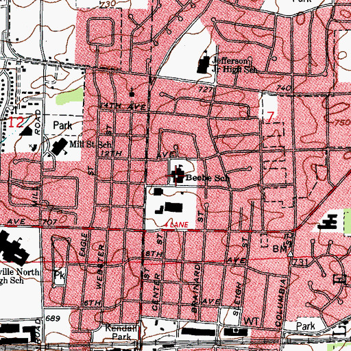 Topographic Map of Beebe Elementary School, IL