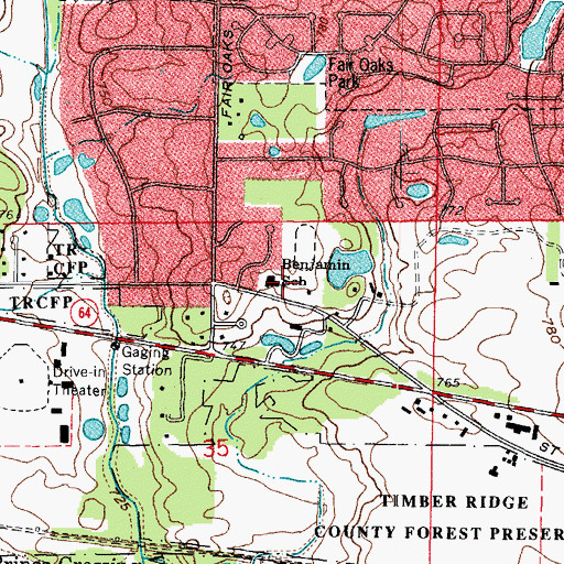 Topographic Map of Benjamin Middle School, IL