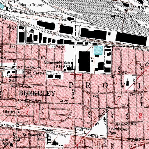 Topographic Map of Berkeley, IL