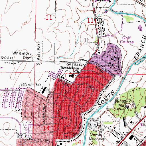 Topographic Map of Bethlehem Lutheran Church, IL