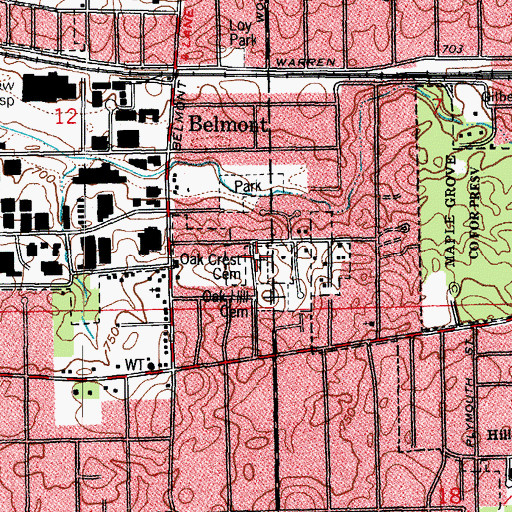 Topographic Map of Blodgett Cemetery, IL