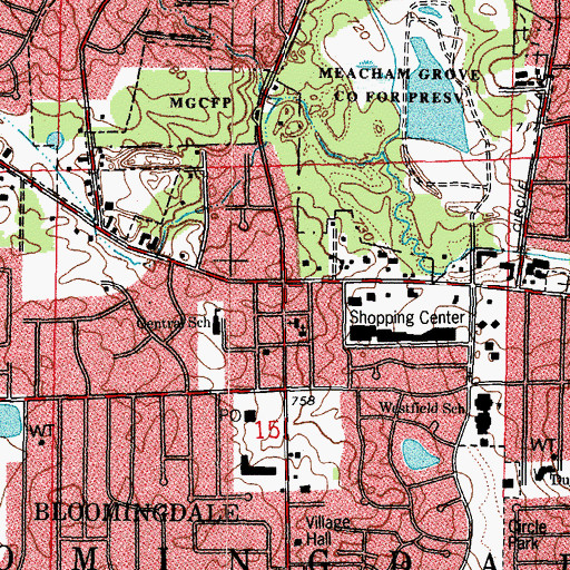 Topographic Map of Bloomingdale, IL
