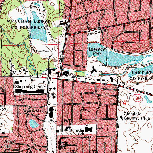 Topographic Map of Saint Paul Evergreen Cemetery, IL
