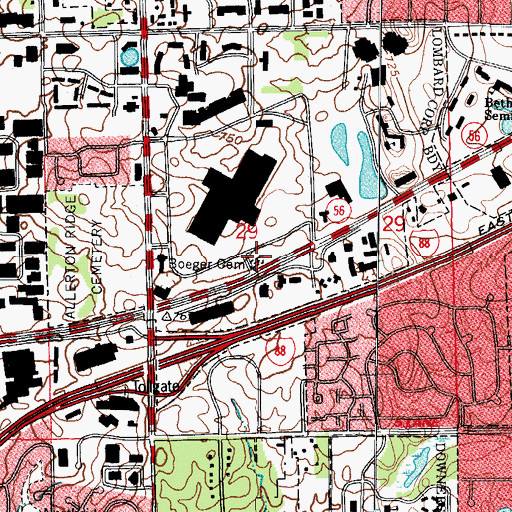Topographic Map of Boeger Cemetery, IL