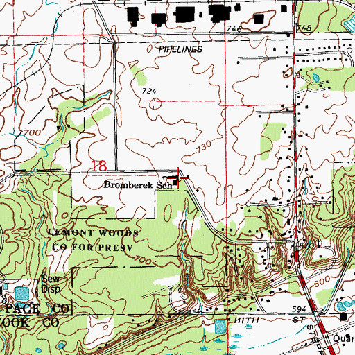 Topographic Map of Bromberek School, IL