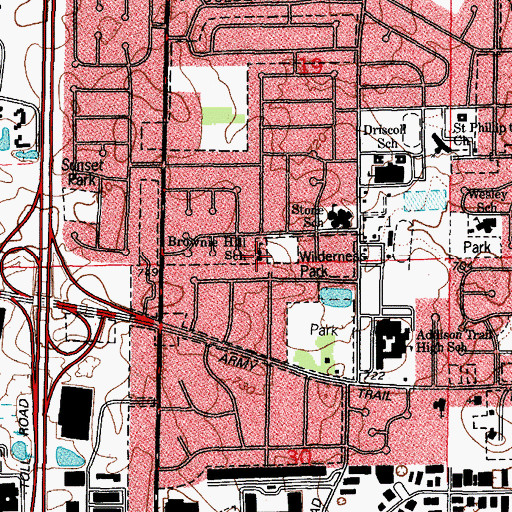 Topographic Map of Brownie Hill School, IL