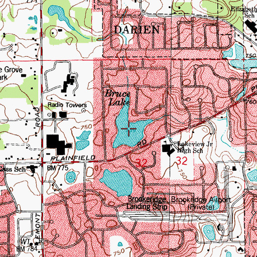 Topographic Map of Bruce Lake, IL