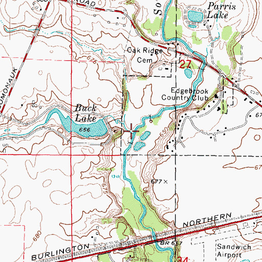 Topographic Map of Buck Branch, IL