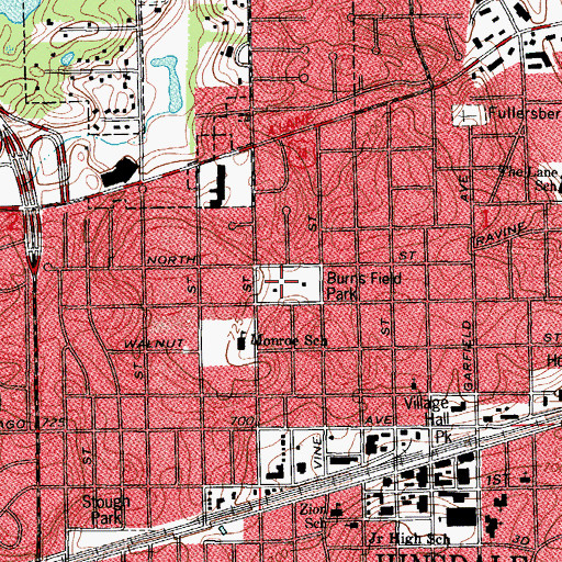 Topographic Map of Burnside Park, IL