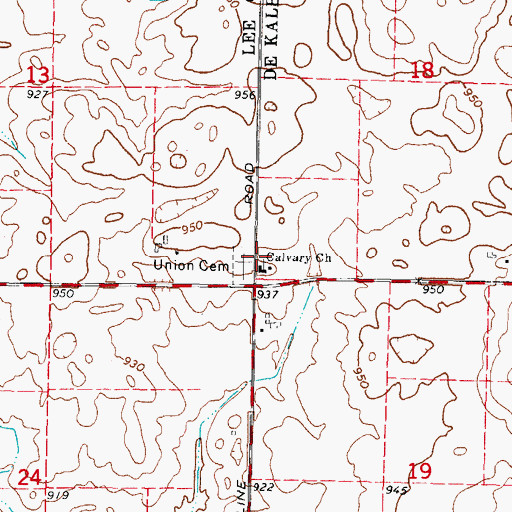 Topographic Map of Calvary Church, IL