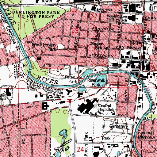 Topographic Map of Centennial Park, IL