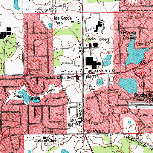 Topographic Map of Center Cass School, IL