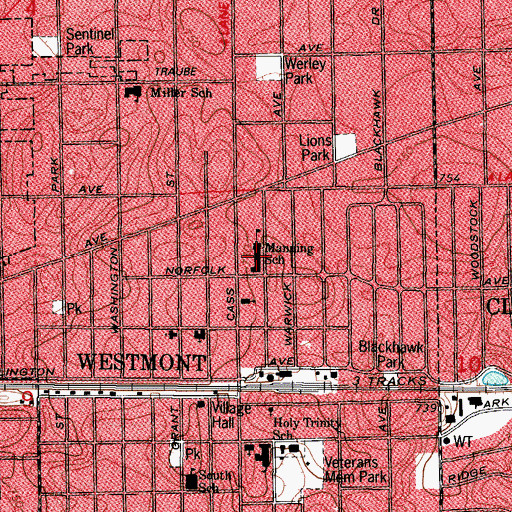Topographic Map of Central School, IL